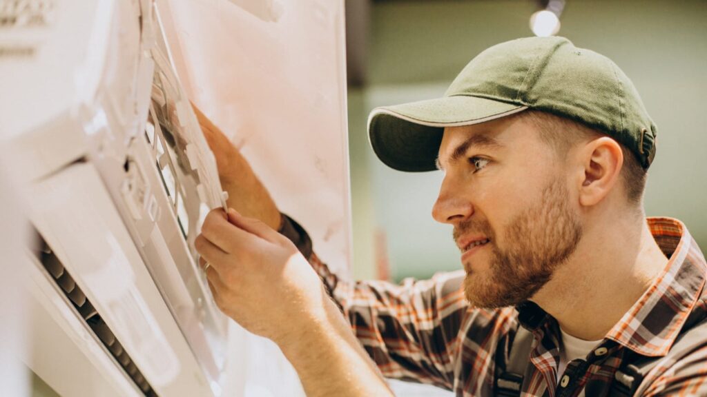 Monteur controleert ventilatiesysteem bij slechte ventilatie woning tijdens onderhoud