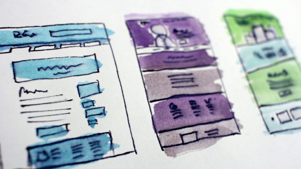 Website aanpassen na beëindiging zichtbaar in schetsen van webpagina-indeling en wireframes