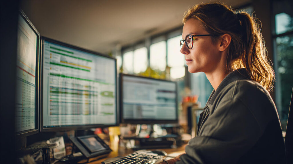 Medewerker bekijkt financiële gegevens en kassaregistraties in een kassa systeem omgeving