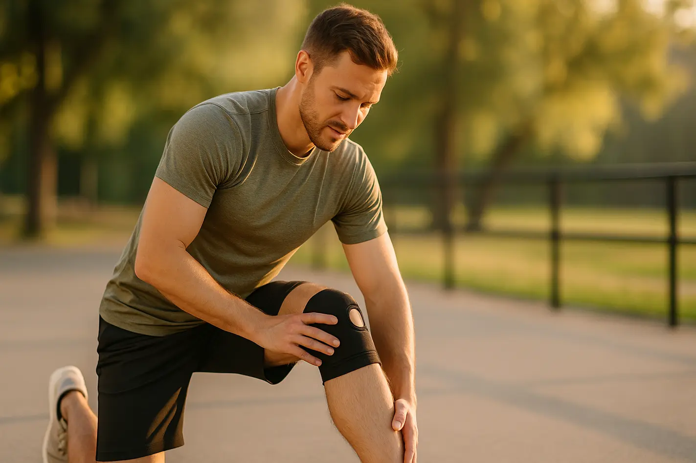 Sporter in voorzichtig herstelproces, fysio Herten training